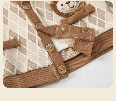 2 Pc Baby Boy Argyle Cardigan & Pants Set