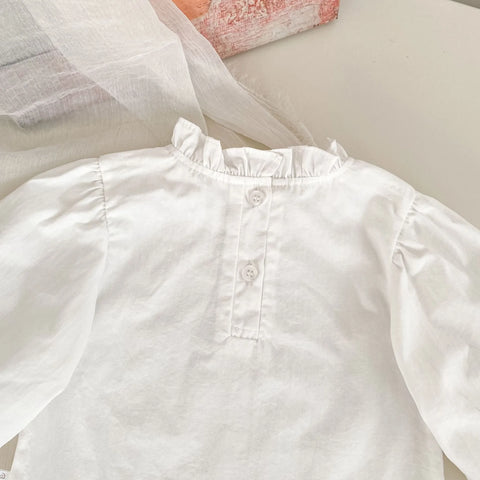 2 Pc Baby Girl Ruffle Collar Blouse & Gingham Lace-Panel Dress Set