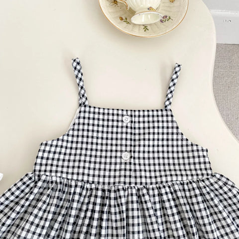 2 Pc Baby Girl Ruffle Collar Blouse & Gingham Lace-Panel Dress Set