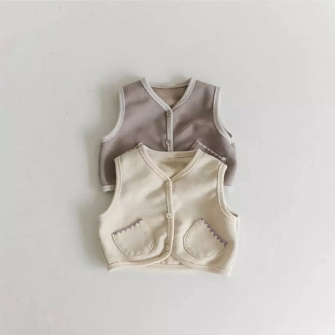 2 Pc Baby Scallop Trim Vest & Shorts Set