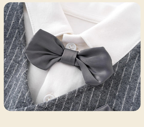 3 Pc Baby Boy Pinstripe Bow Tie Vest, Shirt & Pants Set