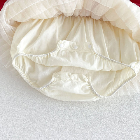 Baby Girl Contrast Bow Tiered Tulle Bodysuit Dress