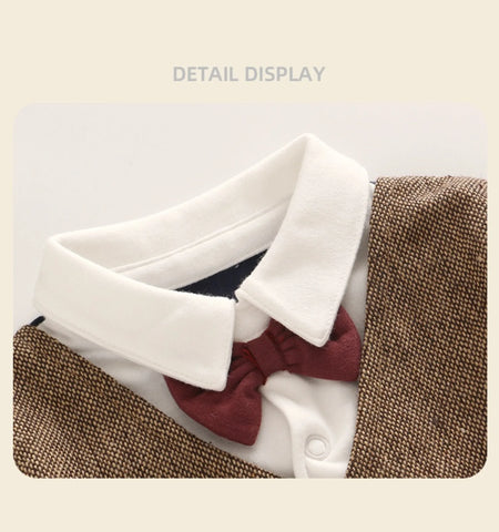 Baby Boy Bow Tie Colorblock Romper