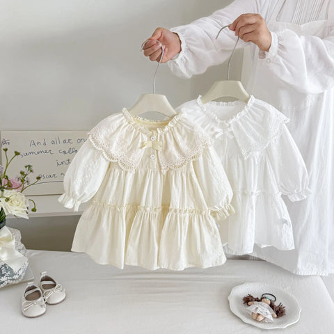 Baby Girl Crochet Lace Collar Tiered Dress