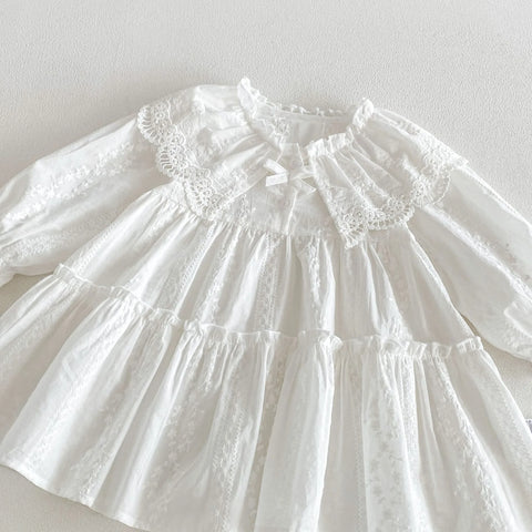 Baby Girl Crochet Lace Collar Tiered Dress