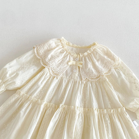 Baby Girl Crochet Lace Collar Tiered Dress