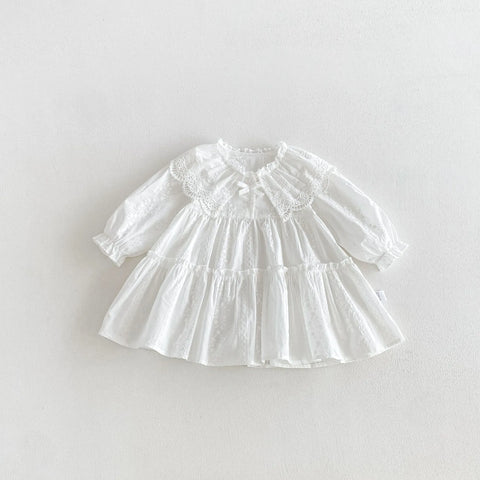 Baby Girl Crochet Lace Collar Tiered Dress