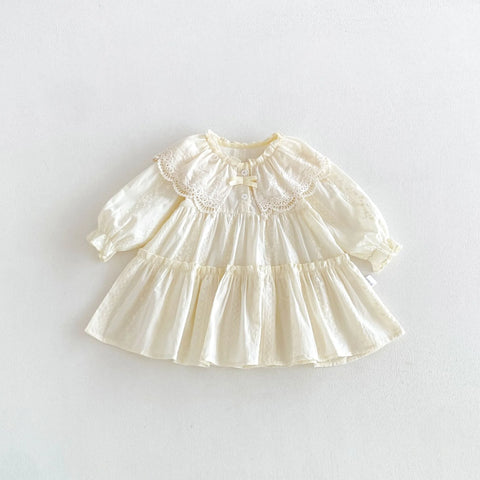 Baby Girl Crochet Lace Collar Tiered Dress
