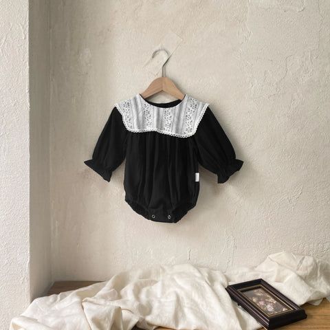 Baby Girl Floral Lace Collar Bubble Romper