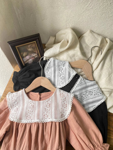 Baby Girl Floral Lace Collar Bubble Romper