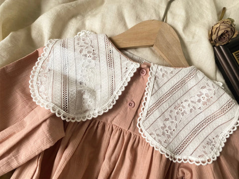 Baby Girl Floral Lace Collar Bubble Romper