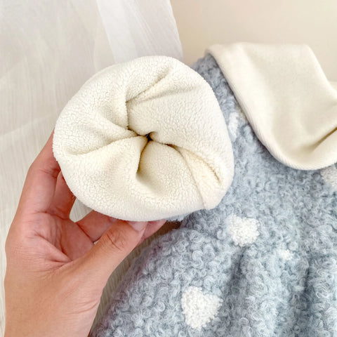 Baby Girl Fluffy Hearts Bow-Collar Jacket