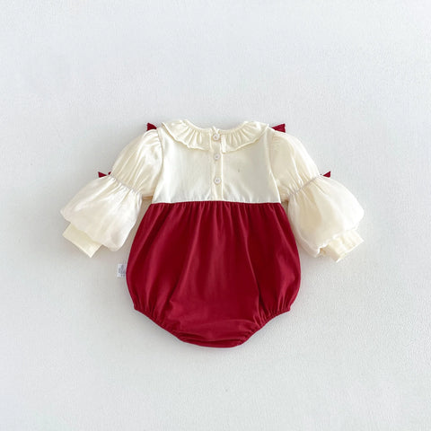Baby Girl Pinafore Bow Bubble Romper