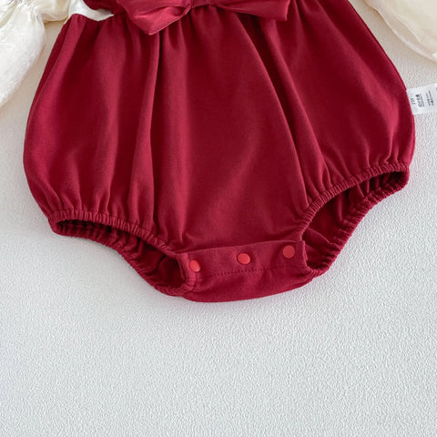 Baby Girl Pinafore Bow Bubble Romper