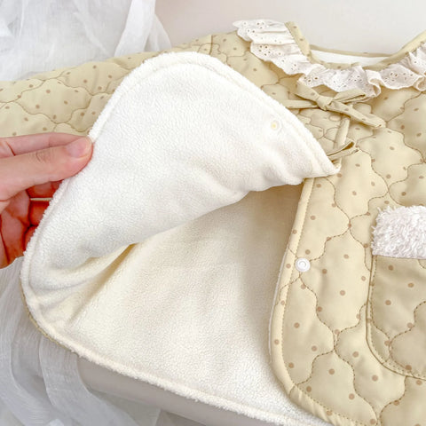Baby Girl Quilted Dot Lace-Collar Coat