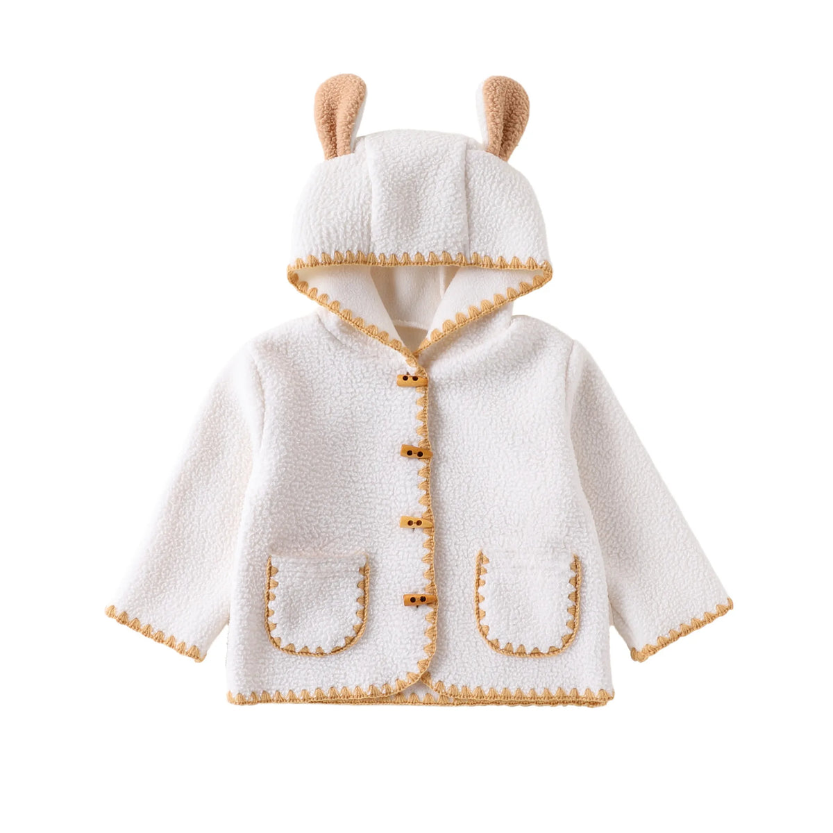 Baby Girl Sherpa Bunny Ear Hooded Jacket