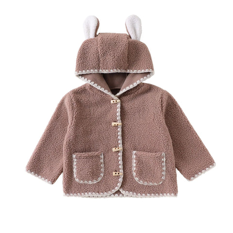 Baby Girl Sherpa Bunny Ear Hooded Jacket