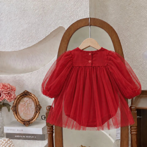 Baby Girl Tulle Bow Bodysuit Dress