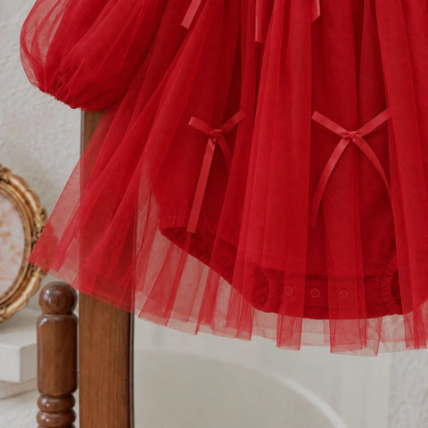 Baby Girl Tulle Bow Bodysuit Dress
