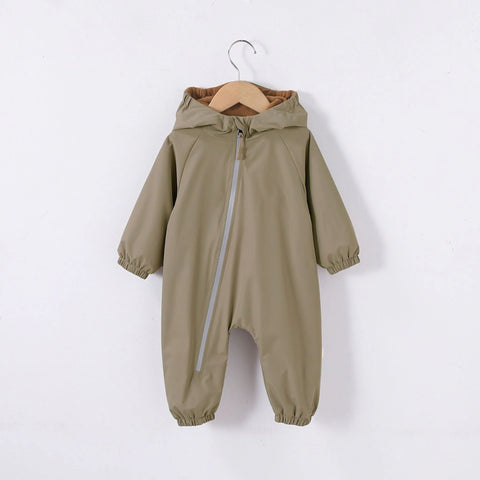 Baby Hooded Fleece Lined Zip Coverall