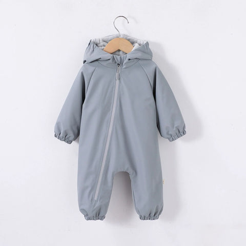 Baby Hooded Fleece Lined Zip Coverall