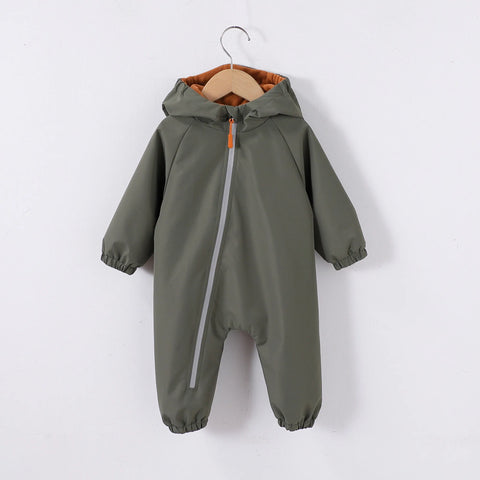 Baby Hooded Fleece Lined Zip Coverall