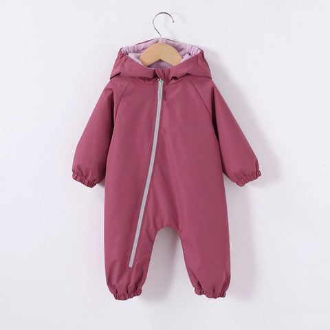 Baby Hooded Fleece Lined Zip Coverall