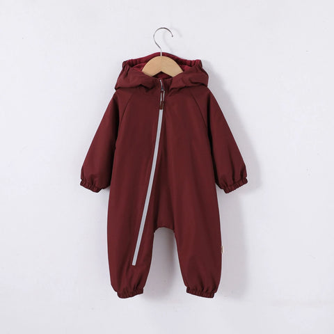 Baby Hooded Fleece Lined Zip Coverall