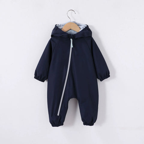Baby Hooded Fleece Lined Zip Coverall
