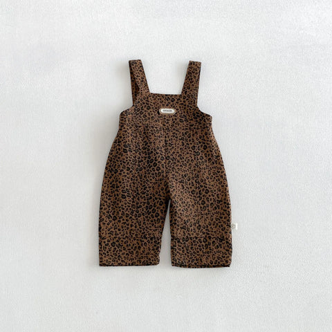 2 Pc Baby Girl Leopard Print Overalls & Solid Top Set