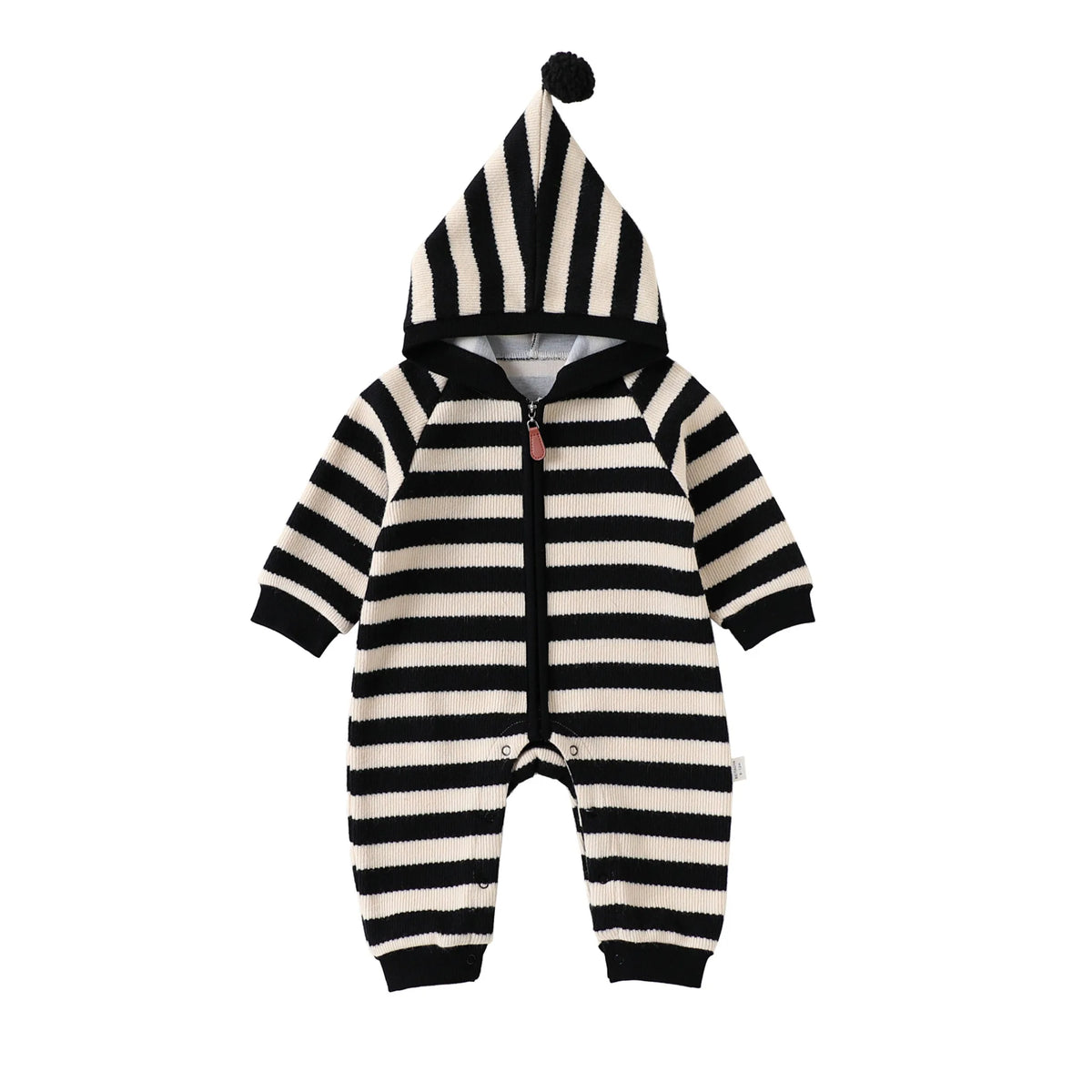 Baby Striped Knit Hooded Romper