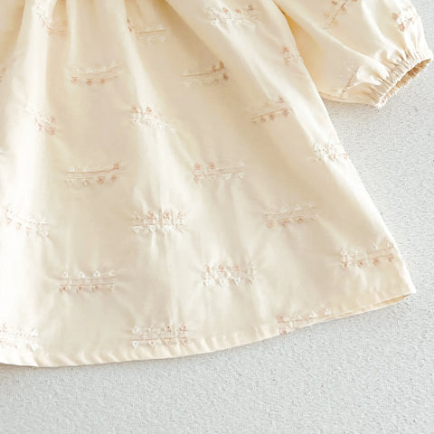 Girls Embroidered Lace Collar Dress
