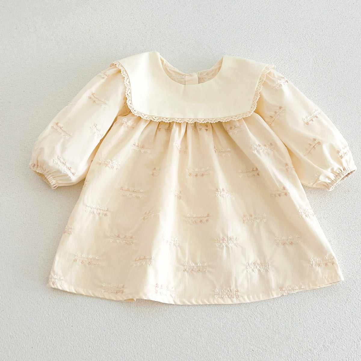 Girls Embroidered Lace Collar Dress