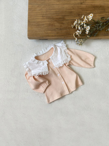 Baby Girl Lace Trim Collar Knit Cardigan