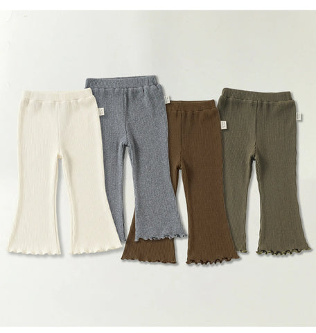 Girls Ribbed Flare Pants