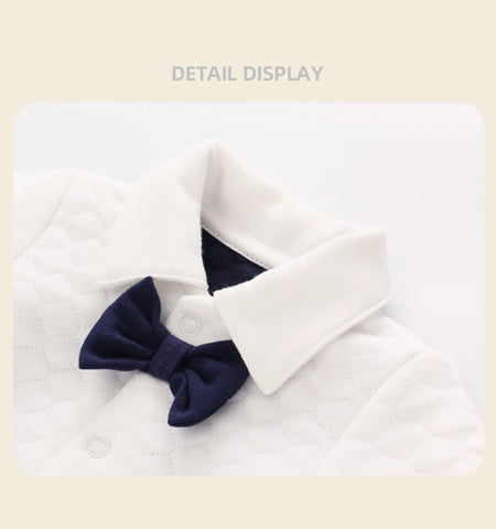 2 Pc Baby Boy Herringbone Vest & Bow Tie Romper Set