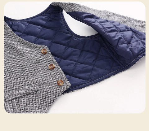 2 Pc Baby Boy Herringbone Vest & Bow Tie Romper Set