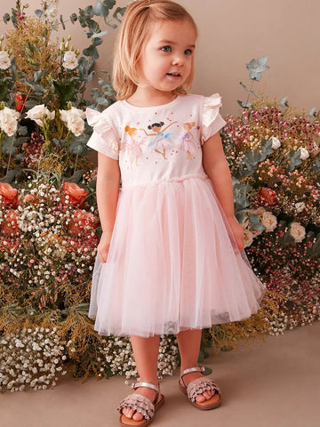 Girls Mesh Ballerina T-shirt Dress