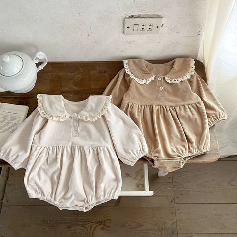 Baby Girl Collar Corduroy Bodysuit