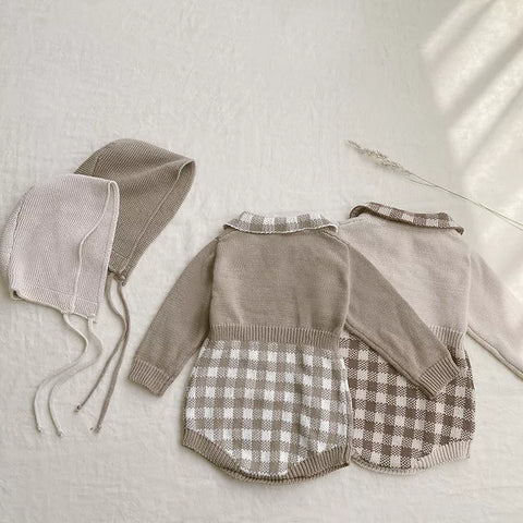 Baby Girl Knit Gingham Polo Bodysuit
