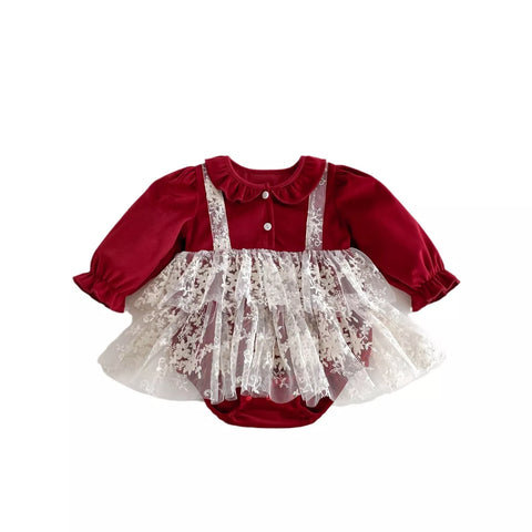 Baby Girls 2 in 1 Sheer Lace Layered Bodysuit