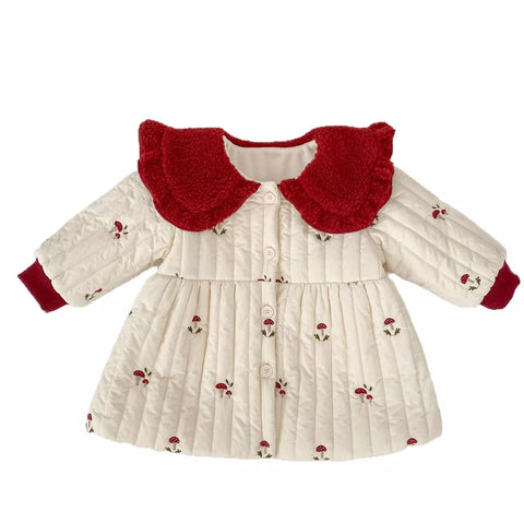 Girl Fleece Lined Padded Mushroom Coat