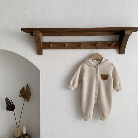 Baby Bear Hooded Fleece Romper