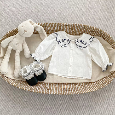 2 Pc Baby Girl Denim Pinafore w/Shirt