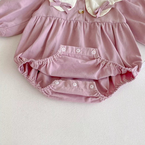 Baby Girls Bow Collar Bodysuit Dress