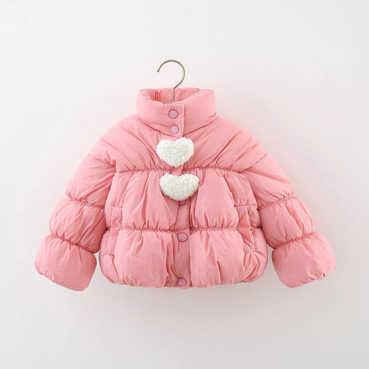 Girl Fleece Lined Hearts Puffer Jacket