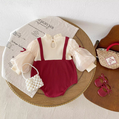 Baby Girl 2 in 1 Bubble Sleeve Parisian Bodysuit