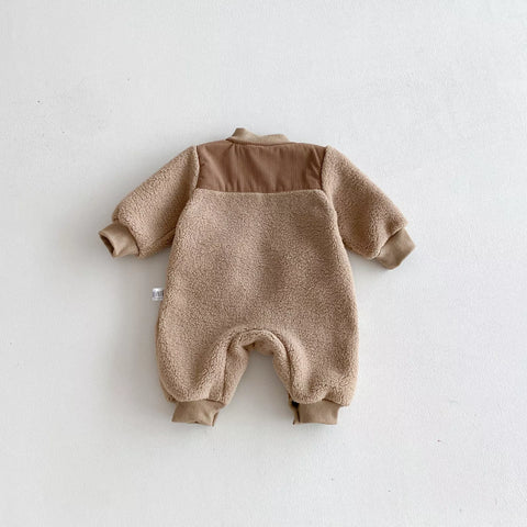 Baby Boy Sherpa Aviator Style Romper