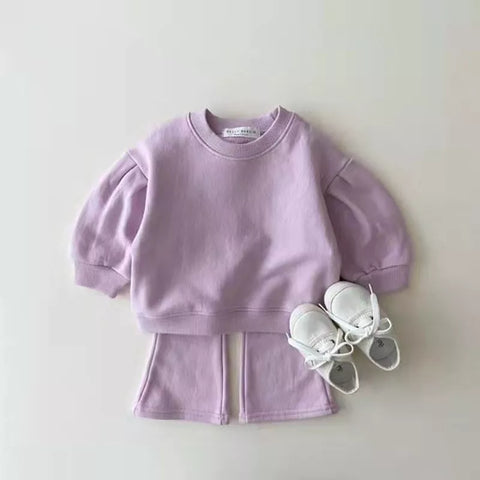 2 Pc Girls Sweat Shirt Flare Pant Set