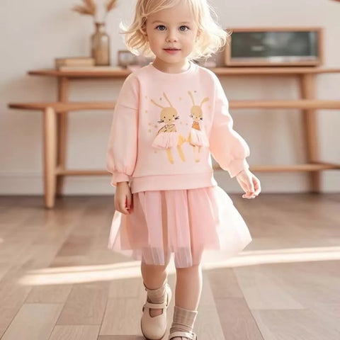 Girls Bunny Ballerina Sweatshirt Dress